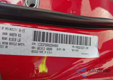 2016 Dodge Dart Sxt from USA, damaged, VIN 1C3CDFBB0GD504803